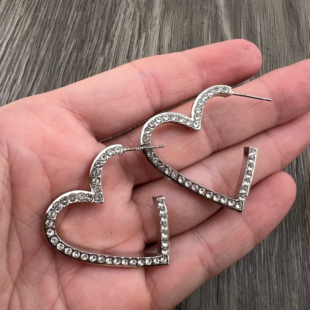 Silver Heart Hoop Earrings